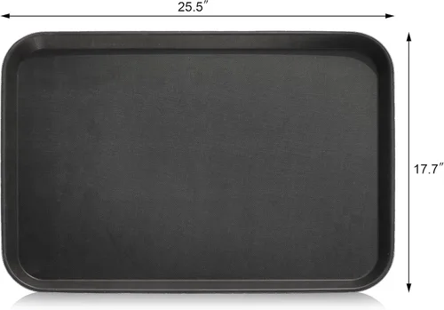 Miniatura 2 de New Star Foodservice Bandeja antideslizante de grado restaurante, plástico, forro de goma, rectangular (negro, 18 x 26 pulgadas)