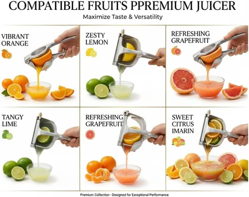 Miniatura 6 de Exprimidor manual - Exprimidor manual de frutas para naranja, limón, lima y cítricos - Exprimidor de jugo de metal resistente con base antideslizante