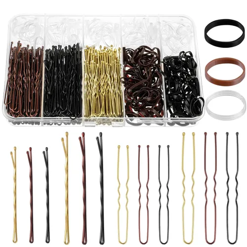 Juego de 480 horquillas para el cabello, horquillas en forma de U para moños, horquillas para el cabello para mujeres, bandas de goma para el Varios
