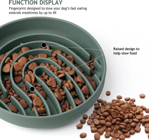 Miniatura 3 de Coomazy Cuencos grandes de silicona de alimentación lenta para perros, juguete interactivo de rompecabezas para el entrenamiento de alimentos