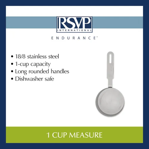Miniatura 5 de RSVP International Endurance Collection Herramientas de medición de cocina, aptas para lavavajillas, 1 taza, individual, acero inoxidable