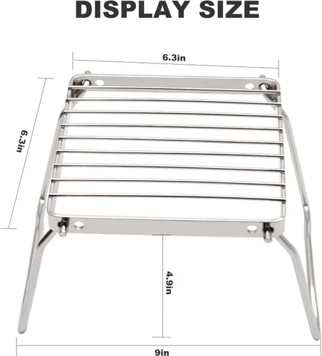 Miniatura 3 de Saihisday Parrilla plegable para fogata, parrilla portátil para acampar con patas plegables, rejilla de acero inoxidable 304 para estufa de gas