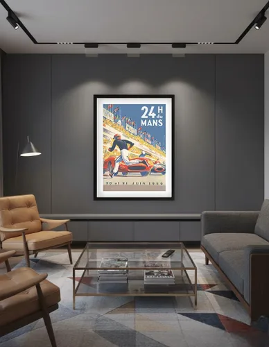 Miniatura 7 de 1959 Grand Prix - 24 horas de Le Mans Francia - Carreras de resistencia - Póster de carreras de coches vintage por Michel Bélignod c.1959