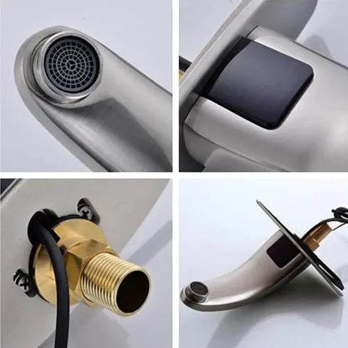 Miniatura 5 de Grifo automático de baño sin contacto, sensor de movimiento activado manos libres cepillo mezclador sensor de níquel con placa de cubierta..