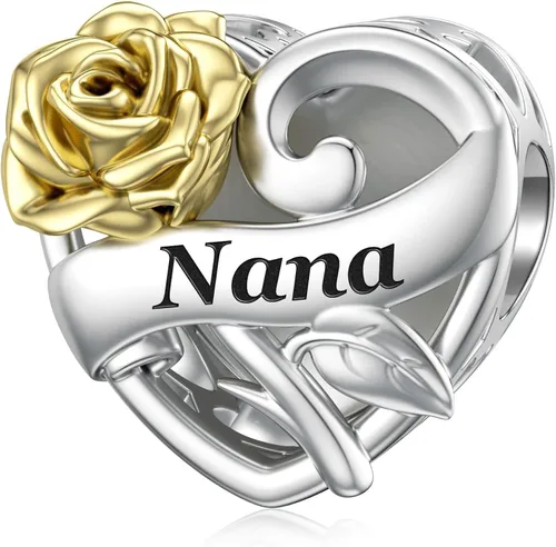 SEVENWELL Dijes familiares para Pandora, cuentas de plata de ley 925 con diseño de corazón para pulsera, madre, hermana, hija, esposa, nana, mejor