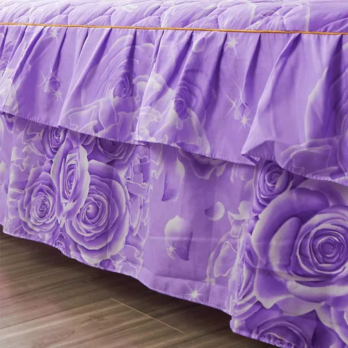 Miniatura 4 de Juego de falda de cama con volantes de 3 piezas, 3 piezas, cobertura lateral de 15.7 pulgadas, suave y cálido