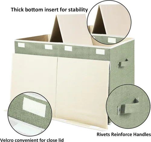 Miniatura 3 de popoly Caja Grande de Juguetes con Tapa, Contenedor de Juguetes Plegable y Resistente Cajas Organizadoras de Almacenamiento Cestas para Niños, Verde