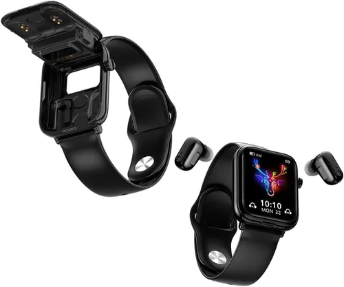 Tuanzi X8S Reloj inteligente 2 en 1 con audífonos, TWS, Bluetooth, monitor de salud, reloj deportivo, rastreador de actividad (X8S-negro)