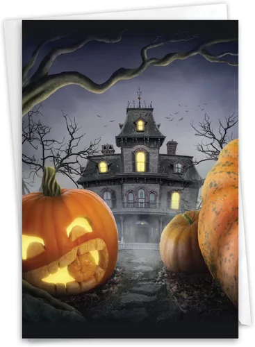 Miniatura 7 de NobleWorks Tarjeta de felicitación de Halloween con sobre de 5 x 7 pulgadas (1 tarjeta) calabazas brillantes - C10194BHWG