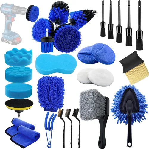 Juego de cepillos de detalle de coche de 29 piezas, kit de detalle de coche, herramientas de suministros de detalle automático con juego de cepillo