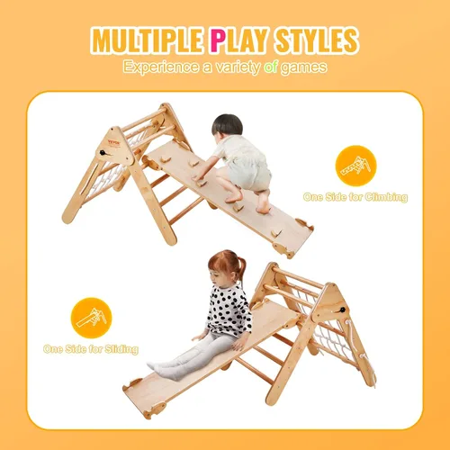 Miniatura 5 de VEVOR Pikler - Juego de triángulos escalador 4 en 1, Montessori plegable para escalar, tamaño grande, juguetes de escalada para niños pequeños