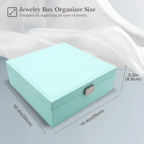 Miniatura 5 de ProCase - Joyero grande de cuero con dos niveles para organizar aretes, pulseras, anillos, relojes, para mujeres, niñas, regalo ideal para novia