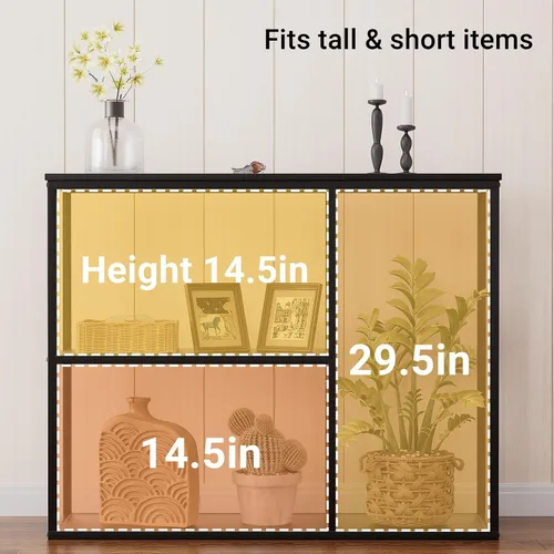 Miniatura 5 de WOHOMO Mesa consola, mesa de entrada estrecha de 12 pulgadas para sala de estar, 31.5 x 31.5 pulgadas, mesa de sofá industrial negra con estantes