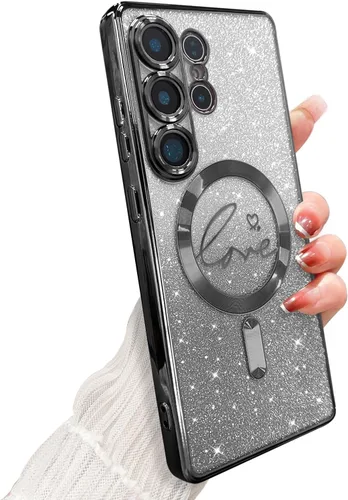 Miniatura 122 de ZONRW - Funda para Samsung Galaxy S22 Ultra magnética, para mujeres y niñas, cubierta trasera suave, lujosa, con corazón de amor, bling, degradado