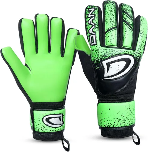 Guantes de portero de fútbol para niños con dedo, agarre de látex fuerte, dedos y palmas acolchados, transpirables, muñeca ajustable, duraderos y