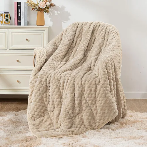 Miniatura 22 de Mr. Sandman Manta con peso de forro polar para adultos, tamaño Queen de 15 libras, manta pesada con jacquard de felpa suave y sherpa cálido, manta