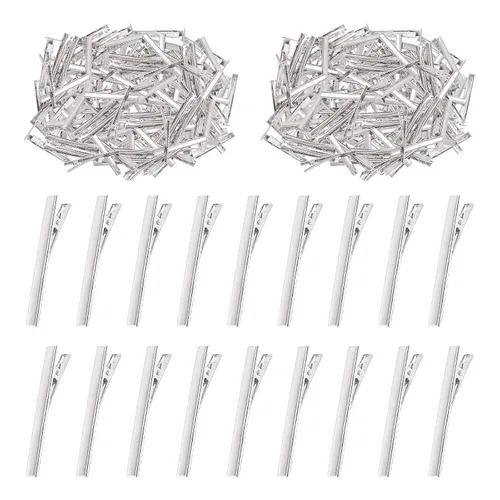 Miniatura 12 de Swpeet Juego surtido de 270 pinzas de cocodrilo de 5 tamaños, para pinzas de pelo de metal con parte superior plana, horquillas de una sola punta