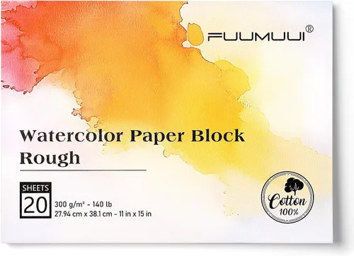 Miniatura 12 de Bloc de Papel de Acuarela, Fuumuui 5.5 x 8.5 pulgadas Papel 100% Algodón (20 Hojas, 140lb/300g), Encuadernado en Espiral para Pintar, Dibujar