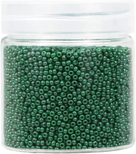 Bala&Fillic Tamaño casi uniforme Cuentas de semillas redondas de color verde ejército de 2 mm Aproximadamente 10000 piezas/110 gramos en caja,