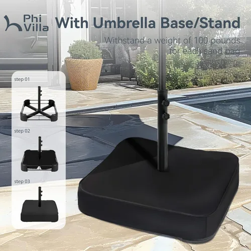 Miniatura 3 de Sombrilla para patio PHI VILLA de 15 pies, doble cara, para uso en exteriores, tamaño extragrande con manivela, base de sombrilla incluida