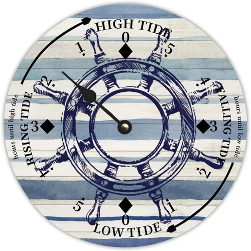 Miniatura 13 de Reloj de marea de estrella de mar oceánico, silencioso sin tictac, funciona con pilas, reloj de marea de madera, arte de pared, reloj de movimiento