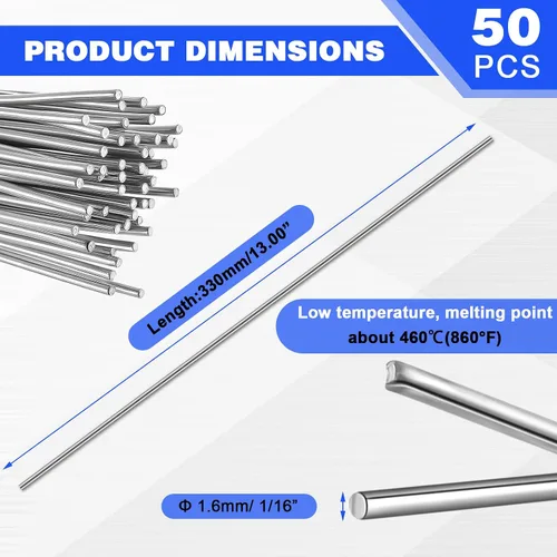 Miniatura 2 de Tandefio 50 varillas de soldadura de aluminio para baja temperatura, varillas de soldadura de baja temperatura, 716 ° f-752 °f, varilla de aluminio