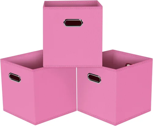Cubos de Almacenamiento Plegables Negros, Cajas de Almacenamiento de Tela, Organizadores de Cubos con Asas Duales para Organizador del Hogar, Juego