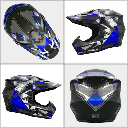 Miniatura 6 de Casco para jóvenes y niños de motocross, casco para adultos de ATV y bicicleta de tierra con gafas, guantes y máscara, casco de motocicleta de cara