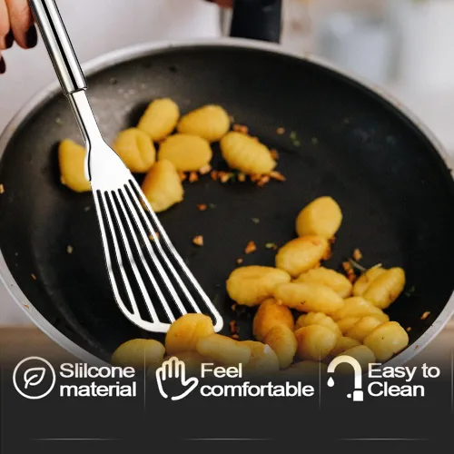 Miniatura 4 de Tenta Kitchen Juego de espátulas ranuradas de acero inoxidable, juego de espátulas de huevo y pescado para utensilios de cocina antiadherentes