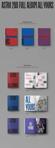 ASTRO [ ALL YOURS ] 2nd Album 3 Ver FULL SET. 3 CD+1p FOLDED POSTER+3 Photo Book(each 104p)+3 Accordion Post Card(each 6p) 3 Message Card+3 Photo