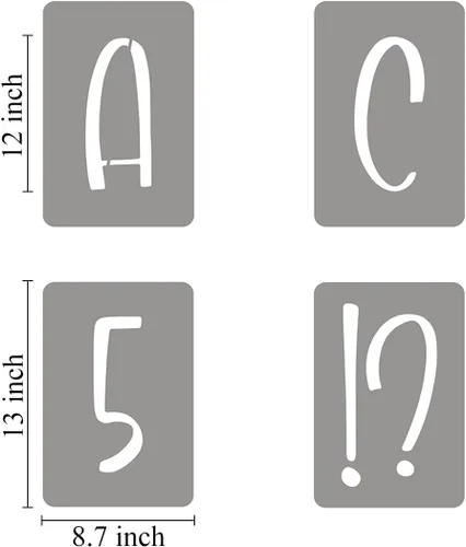Miniatura 6 de Plantillas de letras del alfabeto de 12 pulgadas para pintar, paquete de 42 plantillas de letras y números con letreros para pintar sobre madera