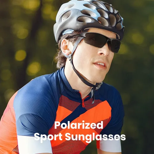 Miniatura 4 de Cyxus Gafas de sol deportivas polarizadas para hombres y mujeres, para correr, ciclismo, pesca, golf, conducción, gafas de sol Tr90, 5-marco negro