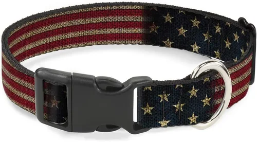 Buckle-Down Collar de clip de plástico, elástico vintage de la bandera de EE. UU., 1/2 pulgada de ancho, se adapta a cuello de 8 a 12 pulgadas,