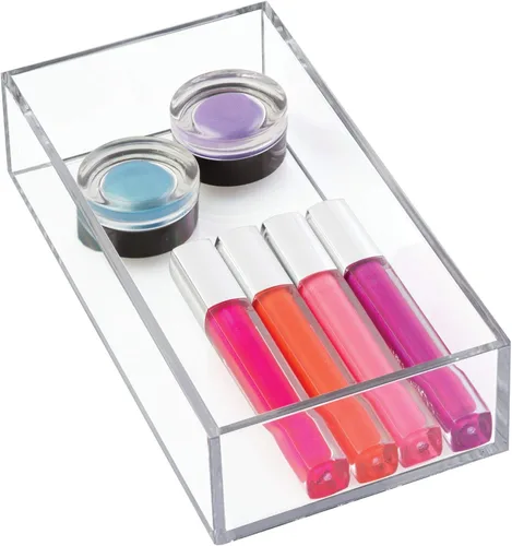 Organizador Clarity de InterDesign para tocador, adecuado para cosméticos y productos de belleza, 8 x 12 x 2 pulgadas, transparente, Transparente, M