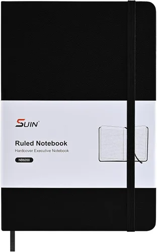 SUIN Cuadernos rayados para el trabajo, la escuela y el diario, tapa dura, tamaño mediano A5 de 5.6 x 8 pulgadas, 160 páginas, papel grueso de 3.53