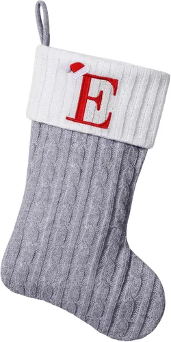 Miniatura 34 de Medias de Navidad personalizadas de 19 pulgadas con iniciales bordadas, medias de Navidad de punto negro para decoraciones de vacaciones familiares