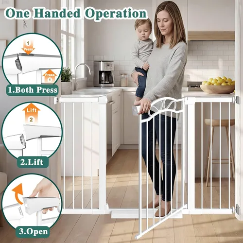 Miniatura 3 de Fairy Baby Puerta de bebé extra ancha de 29.5 a 40.5 pulgadas, puerta de seguridad infantil de metal para niños o mascotas, puertas largas