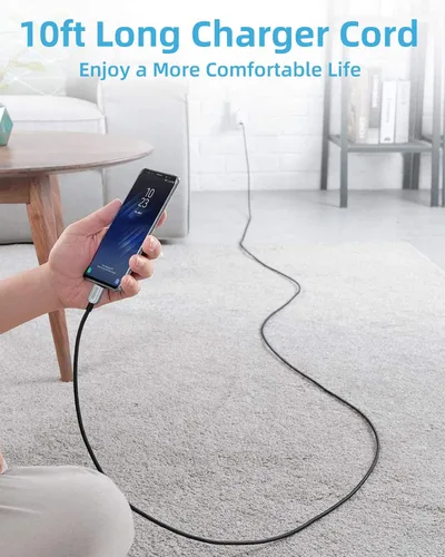 Miniatura 6 de NTONPOWER Cable USB C, cable USB C a USB C de 100 W/5 A, cable de carga PD3.0 C de 10 pies de carga rápida compatible con Samsung Galaxy S23, Pixel