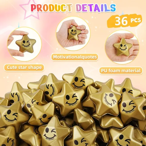 Miniatura 3 de SHQDD 36 bolas de estrés, bolas de estrés de estrella para adultos y niños, mini bolas de espuma para aliviar el estrés, alivio de la ansiedad