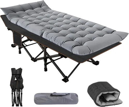 Miniatura 18 de NAIZEA - Catre plegable de campamento, cama plegable para campamento al aire libre, catre portátil militar, catres de doble capa oxford, catres