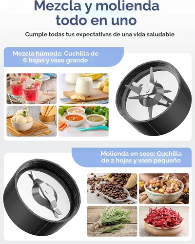 Miniatura 2 de Ganiza Licuadora para Batidos, licuadora de 900W para batidos y licuados, Combo de licuadora personal y molinillo de 15 piezas para cocina, batidora