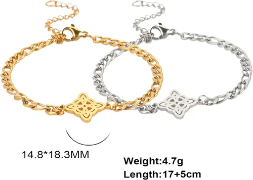 Miniatura 19 de Pulsera de nudo de bruja, nudo celta, símbolo de Wicca pagana, nudo mágico, pulsera de joyería de brujería, pulsera de acero inoxidable ajustable