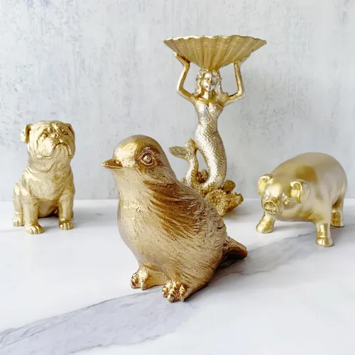 Miniatura 4 de Estatua de pájaro dorado, figura de animal, decoración del hogar, escultura de pájaro para estantería de escritorio de oficina en casa