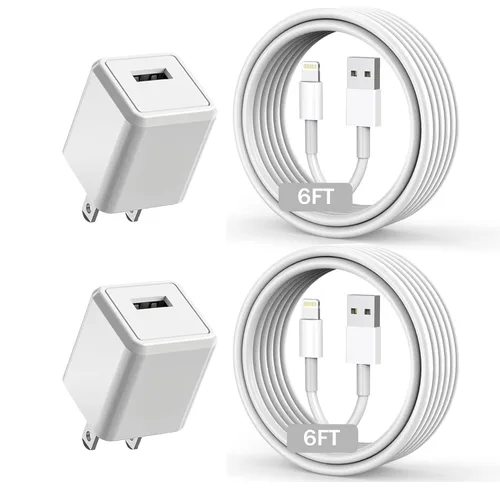 Miniatura 8 de Cargador para iPhone Apple, [Certificado Apple MFi] Paquete de 2 cables Lightning de carga rápida de 1 metro, cable de carga USB de pared, adaptador