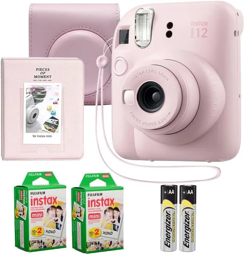 Fujifilm Instax Mini 12 - Paquete de cámara instantánea Blossom Pink - Incluye 40 hojas Instax Mini Film, funda protectora y mini álbum de fotos