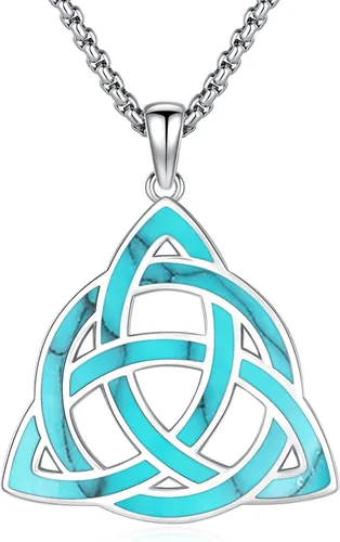 Miniatura 31 de Joyas de turquesa para mujeres y hombres de plata de ley 925 con colgante de urna para cenizas, collar con medallón de imagen, martillo de Thor