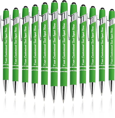 Miniatura 49 de Bolígrafo personalizado, 50 bolígrafos personalizados, grabado a granel con logotipo de nombre, lápiz digital de tinta negra suave con toque