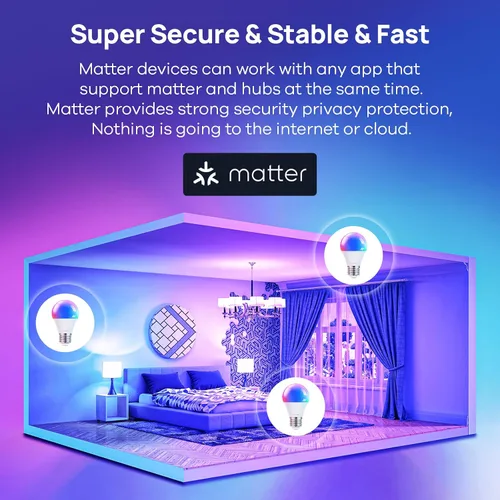Miniatura 3 de Consciot Bombillas inteligentes, bombillas LED A19 E26 que cambian de color, WiFi y Bluetooth, certificado Matter, funciona con Alexa, Google Home