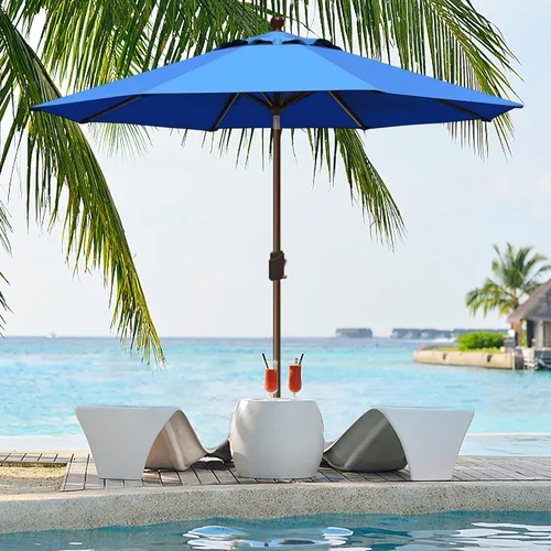 Miniatura 7 de EliteShade USA - Sombrilla de 9 pies para patio, sombrilla de mesa para exteriores con ventilación, no se decolora durante 10 años, Azul Real