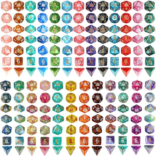 Miniatura 5 de DND - Juego de dados poliédricos de 25 x 7 (175 piezas) de dados poliédricos D&D, de tres colores, dos colores y monocromáticos para Calabozos